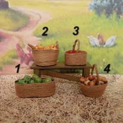 miniature baskets with vegetables and fruits.1:12 scale.