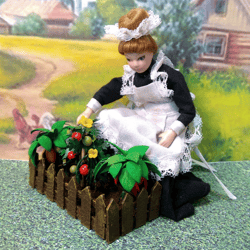 garden bed with vegetables. dollhouse miniature.1:12 scale.