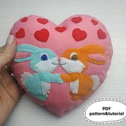 valentines day pattern, felt pattern pdf, felt heart pattern, heart ornament, valentines day decor, valentines day gift