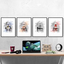 disney star wars lego clone trooper watercolour set of 4 prints