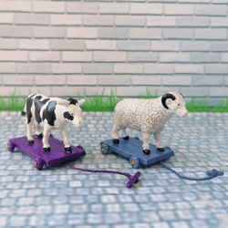 animals on the cart. doll toy. scale 1:12.