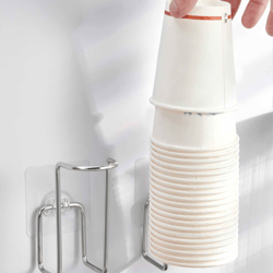 disposable paper cup storage rack, punch free wall mounted stainless steel water cup storage holder for kitchen