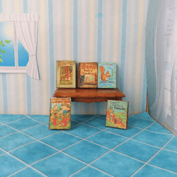 dollhouse book set in 1:12 scale. handmade.