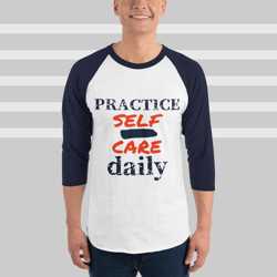 mental health, practice self-care daily, retro mental health 3/4 sleeve raglan shirt