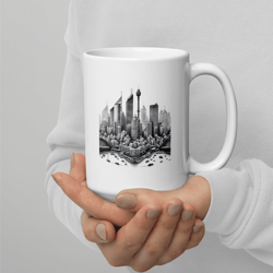 black and white, the city, the dock, white glossy mug - gifts for friends - coffee lover - personalized mug - 11oz, 15oz mug