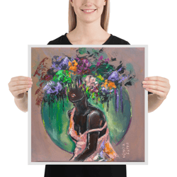 black woman art print flowers girl painting poster original art print figurative wall art african american art