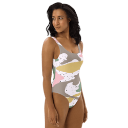 modern girly camo mix colored seamless pattern one-piece swimsuit