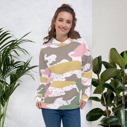 modern girly camo mix colored seamless pattern unisex hoodie