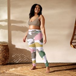 modern girly camo mix colored seamless pattern yoga leggings