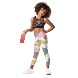 modern girly camo mix colored seamless pattern kid's leggings