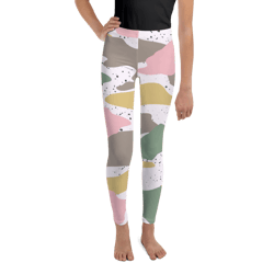 modern girly camo mix colored seamless pattern youth leggings