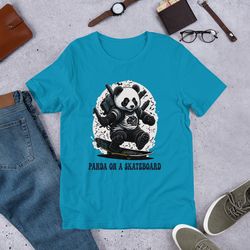 panda on a skateboard unisex t-shirt