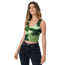 Military Green Camo Pattern Crop Top