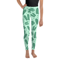 cute watercolor cactus pattern youth leggings