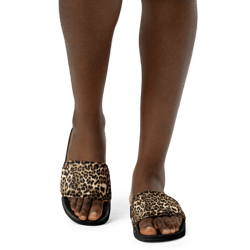 leopard print animal skin pattern women's slides