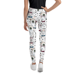 cute cartoon monsters seamless pattern youth leggings