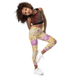 chrysanthemum flowers seamless pattern kid's leggings