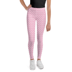 pink hearts on the white background youth leggings