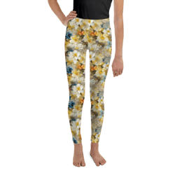 colorful spring flowers seamless pattern youth leggings