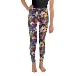 beautiful romantic flowers chic floral pattern youth leggings