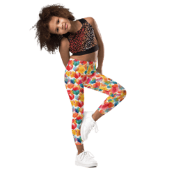 colorful watercolor hearts cute girly pattern kid's leggings