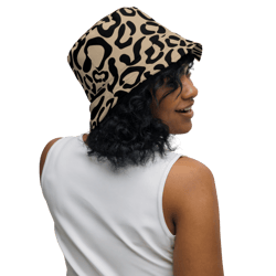 leopard skin animal pattern reversible bucket hat