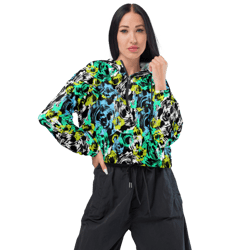 turning point abstract pattern women’s cropped windbreaker