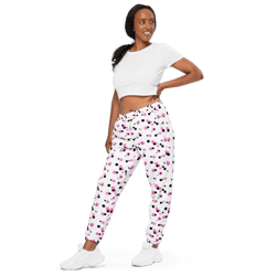 pink and black dots pattern unisex track pants