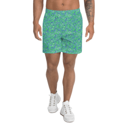 green and blue modern mozaic men's recycled athletic shorts