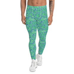 green and blue modern mozaic men's leggings