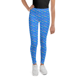 blue modern chic pattern youth leggings