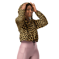 leopard skin animal print seamless pattern women’s cropped windbreaker