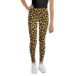 leopard skin animal print seamless pattern youth leggings