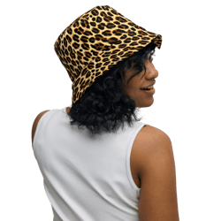 leopard skin animal print seamless pattern reversible bucket hat