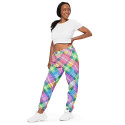 Pastel Rainbow Plaid Pattern Youth Leggings - Inspire Uplift