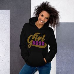 girl boss rhinestone funny unisex hoodie