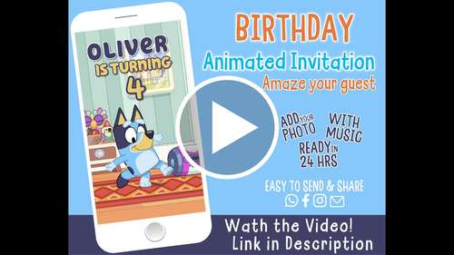 Bluey Birthday Party Video Invitation, Bluey Animated Invite - Inspire  Uplift