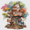 TreeHouse Cross Stitch Pattern PDF Counted House Village - Fabulous Fantastic Magical Cottage - Cottage in Garden - 5 Sizes.png