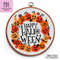 Round frame with pumpkins cross stitch pattern PDF by Smasterilli.jpg