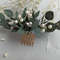 Eucalyptus-pearl-hair-comb-Wedding-greenery-hairpiece-Bridal-hair-piece-Dark-green-headpiece-Rustic-wedding-hairstyle