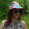 Funny cotton hat with animal print. Fashion summer bucket hat for women, man and children. Cute designer hat. Cat print.