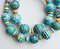 2 blue green gold white striped beaded necklace 2.jpg