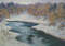 Thaw Painting Original Art River Snow Spring Landscape Picture