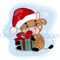 CUTE CARTOON BULL IN SANTA HAT ON A BLUE BACKGROUND [site].png