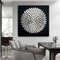 Black-and-silver-abstract-wall-art-dinning-room-decor-original-painting-with-silver-metallic-texture