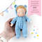 Knitted hooded jumpsuit with ears for a 7 inch (18 cm) doll