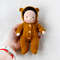 Knitted hooded jumpsuit with ears for a 7 inch (18 cm) doll