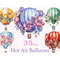 Pastel watercolor illustration of floral hot air balloons with flowers. Festive hot air balloons in orange, blue, blue, green and red for baby girl nursery scra