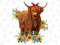 Western Highland Calf With Sunflower Bouquet Sublimation Design, Highland Cow With Sunflowers PNG, Floral Animal Waterslide Image, Farm Cow - 1.jpg