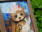 8 Small oil painting in a frame under glass -A little bear 5.9 - 3.9 in (10-15cm)..jpg